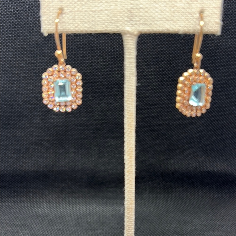 Art Deco Blue Topaz, Australian crystal, rose gold vermeil over sterling silver - Picture 2 of 5